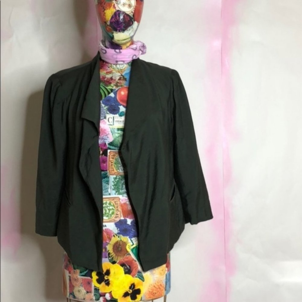 Ella Moss Draped Olive Green Cargo Blazer Floral L - Picture 2 of 7